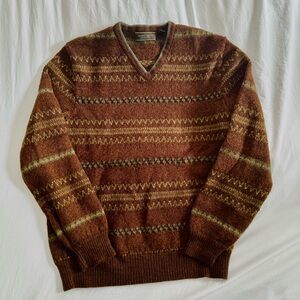 Joseph Abboud V-Neck Brown Striped Sweater